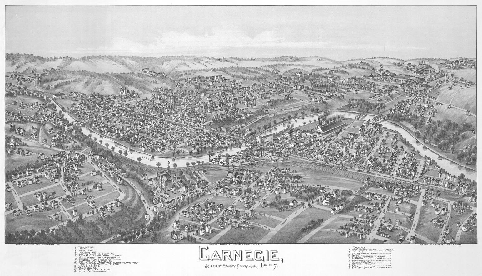 Panoramic Map of Carnegie
